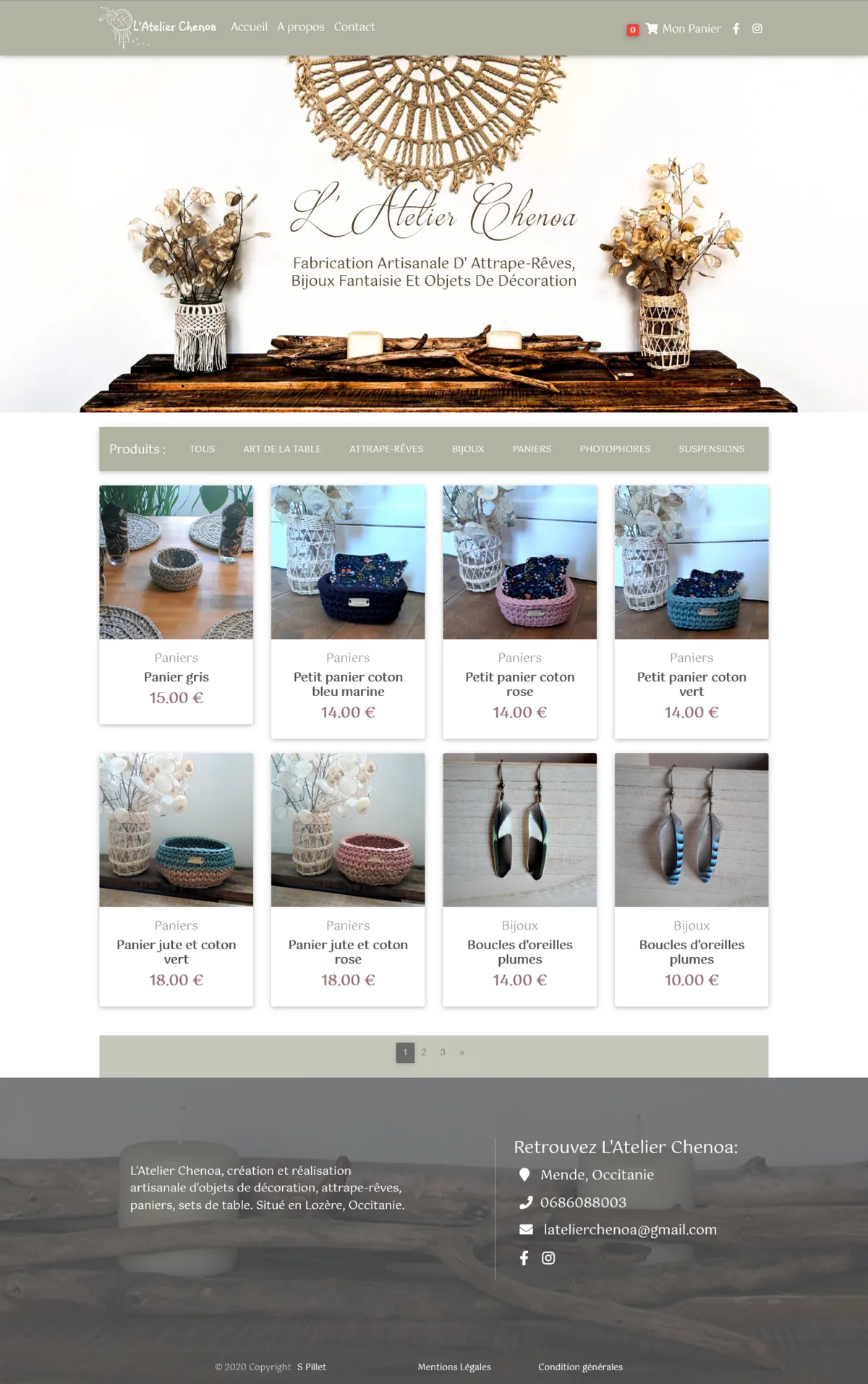 Aperçu du site Atelier Chenoa sur ordinateur