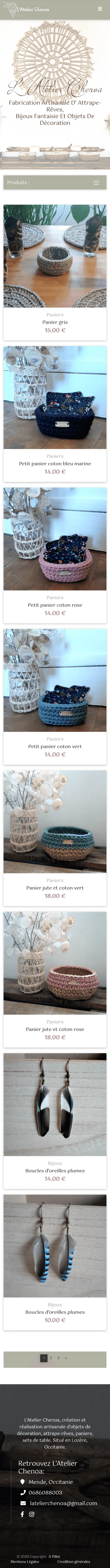 Aperçu du site Atelier Chenoa sur mobile