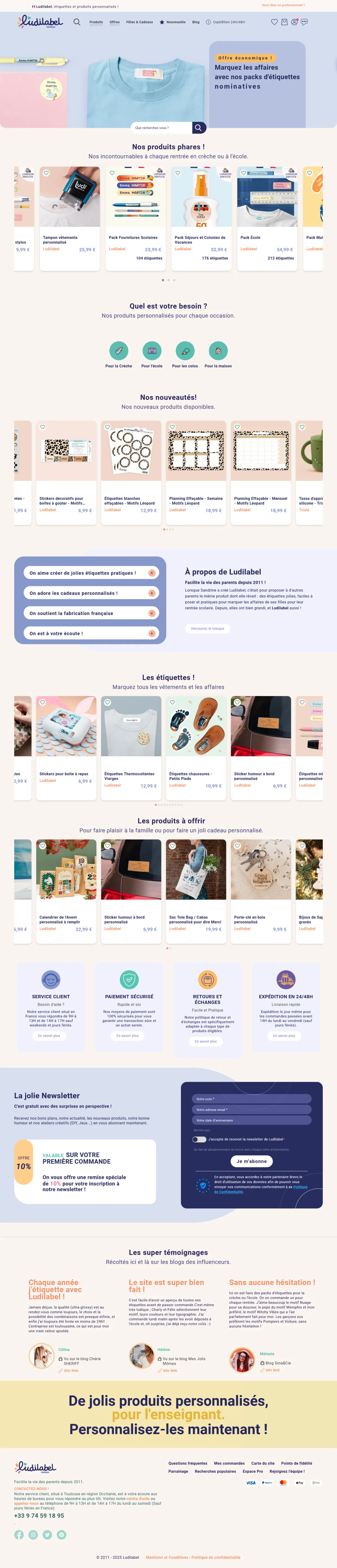 Aperçu du site Ludilabel sur ordinateur