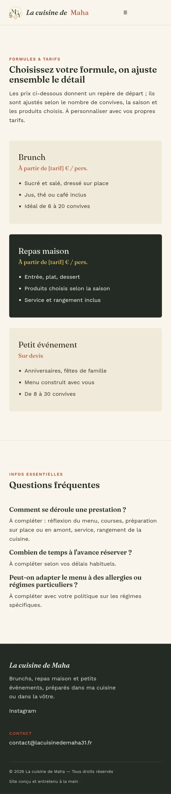 Aperçu du site La cuisine de Maha sur mobile
